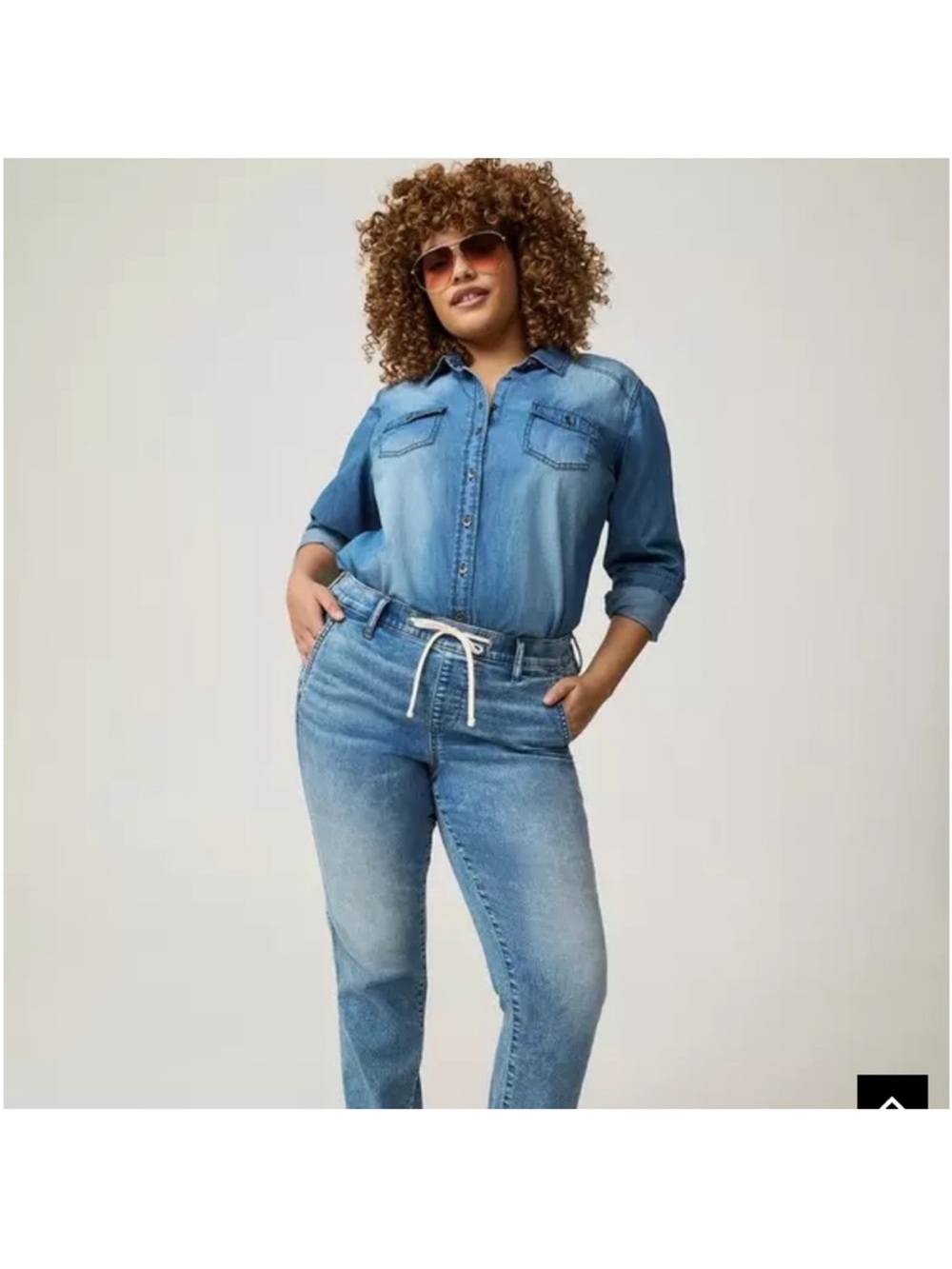 torrid Blue Denim  jogger jeans Jeans with drawstring 2X Tall EUC